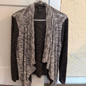 Style & Co. Black and Cream Marled Open-Front Cardigan